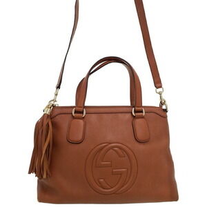 Gucci Soho grained leather top handle bag 2way tote shoulder bag